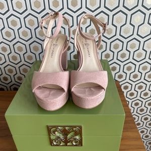 Blush platform suede sandals size 6.5